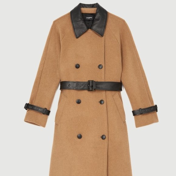 The Kooples Wool Trench Coat with Leather Detailing (NWT) - Picture 1 of 5